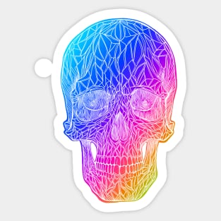 Stained glass skull design - inverted rainbow with white line version Sticker